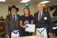 Kari Prihoda of Children’s Safe Harbor receives the 2026 Oak Wood Masonic Lodge 1444 “Grand Lodge of Texas Community Builder Award”.