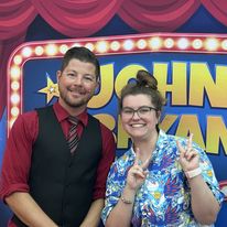 Magician John O'Bryant aftershow picture with Ms. Ally, the Children's Librarian!