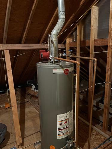 Water heater supplied, installed and brought up to code.