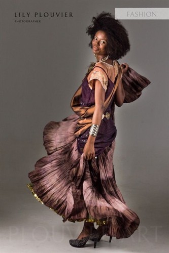 Editorial fine art portrait in a flowing gown, photographed in studio — Plouvier Art