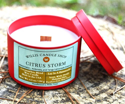 Lifestyle Red Tin Candle: Citrus Storm