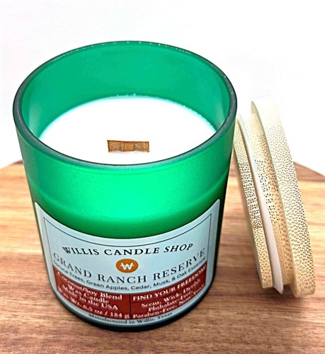 Green Frosted Glass Candle: Grand Ranch Reserve