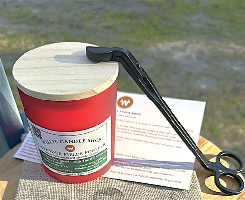 Lifestyle Red Frosted Glass Candle: Lavender Fields Forever