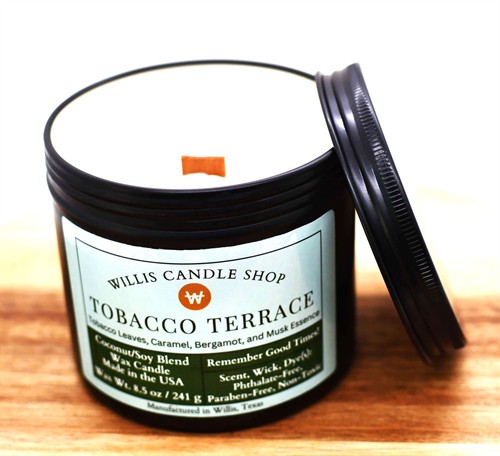 Black Tin Candle: Tobacco Terrace