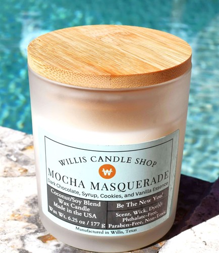 Lifestyle White Frosted Glass Candle: Mocha Masquerade