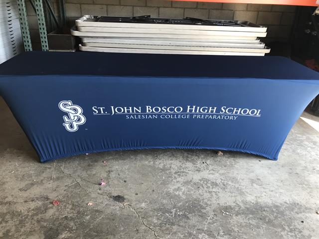St John Bosco custom tapered table cloth