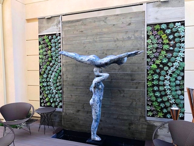 Playa Del Rey- Fountain and Living Wall with Art