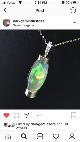 Another handcrafted pendant, this one in 14k yellow gold featuring an Ethiopian opal   Follow Zack on Instagram at darkgemindustries.