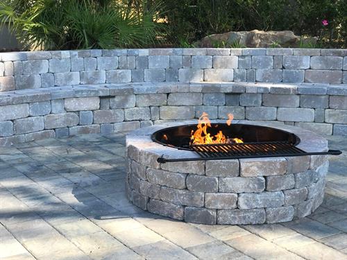 Fire pit and built in seating area