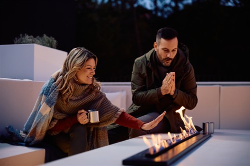 Enjoy the chilly night outside with a natural gas fire table.