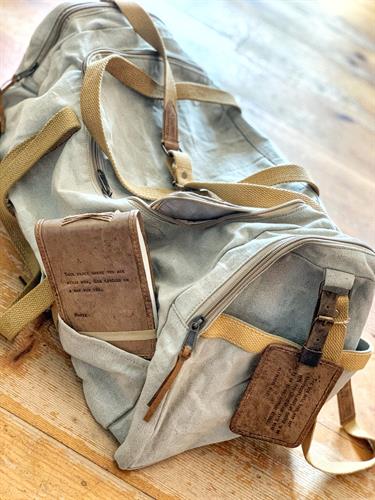 Bags, journals, luggage tags and other leather products.
