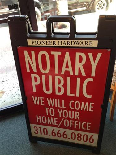 Pioneer has a traveling Notary service- home, office or @ Pioneer