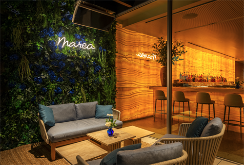 The heated terrace at Marea Beverly Hills