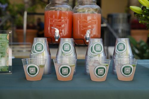 Mocktail with Sip and Shop QR codes