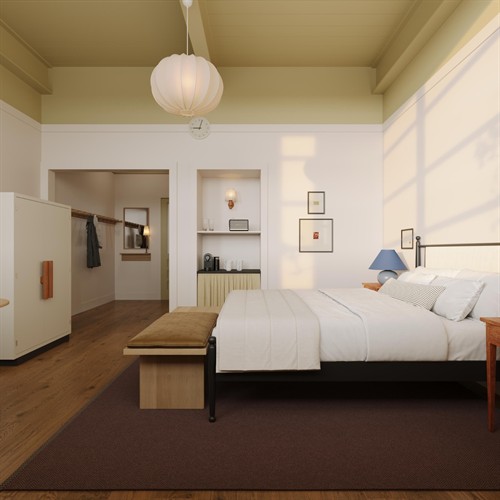 The guest rooms at Hill Hall (rendering)