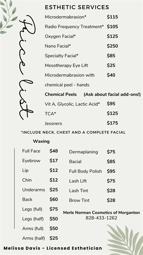 Spa Price List