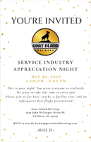 Service Industry Appreciation Night at Goat Island Brewing