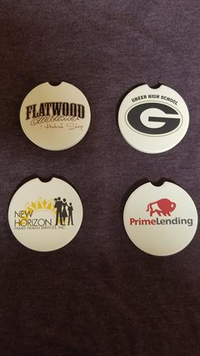 Auto coasters are a great way to show your team spirit and keep condensation from damaging your vehicle.