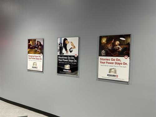 Informational posters in showroom