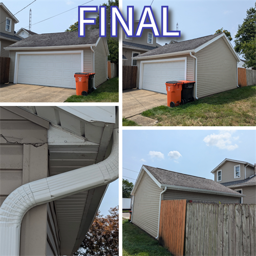 Newark Ohio seamless aluminum rain gutter installation. 