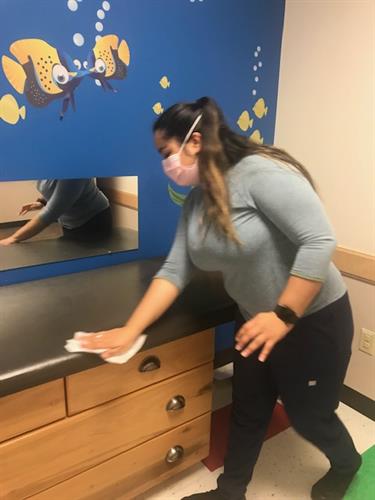 Cleaning in-between patients to keep our families safe