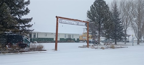 The Saratoga Museum in fresh snowfall.