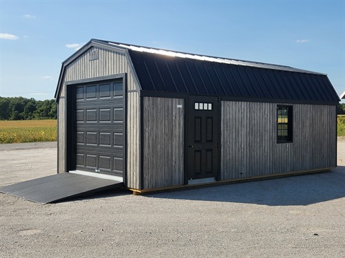 Designer Metal Barn with Garage Door