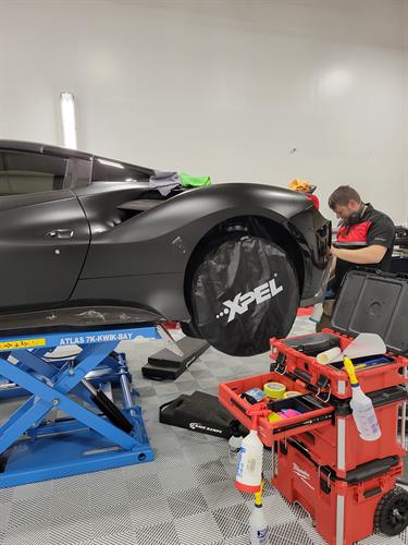Xpel paint protection film being installed
