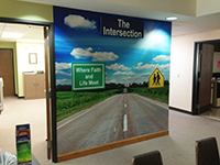 Custom printed wall paper and 3D signs