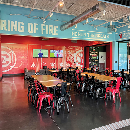 At the Fire Pitch and Heineken Pub97, you can rent out the private party room, patio, field space or even the whole facility for your group! 
