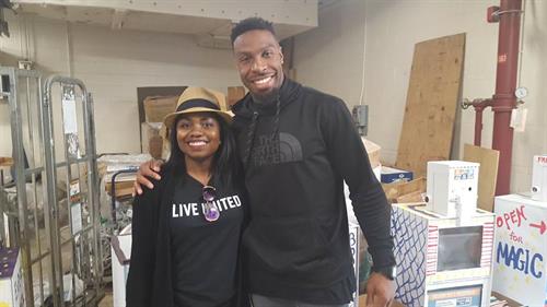 NFL David Bruton during the book box volunteer event