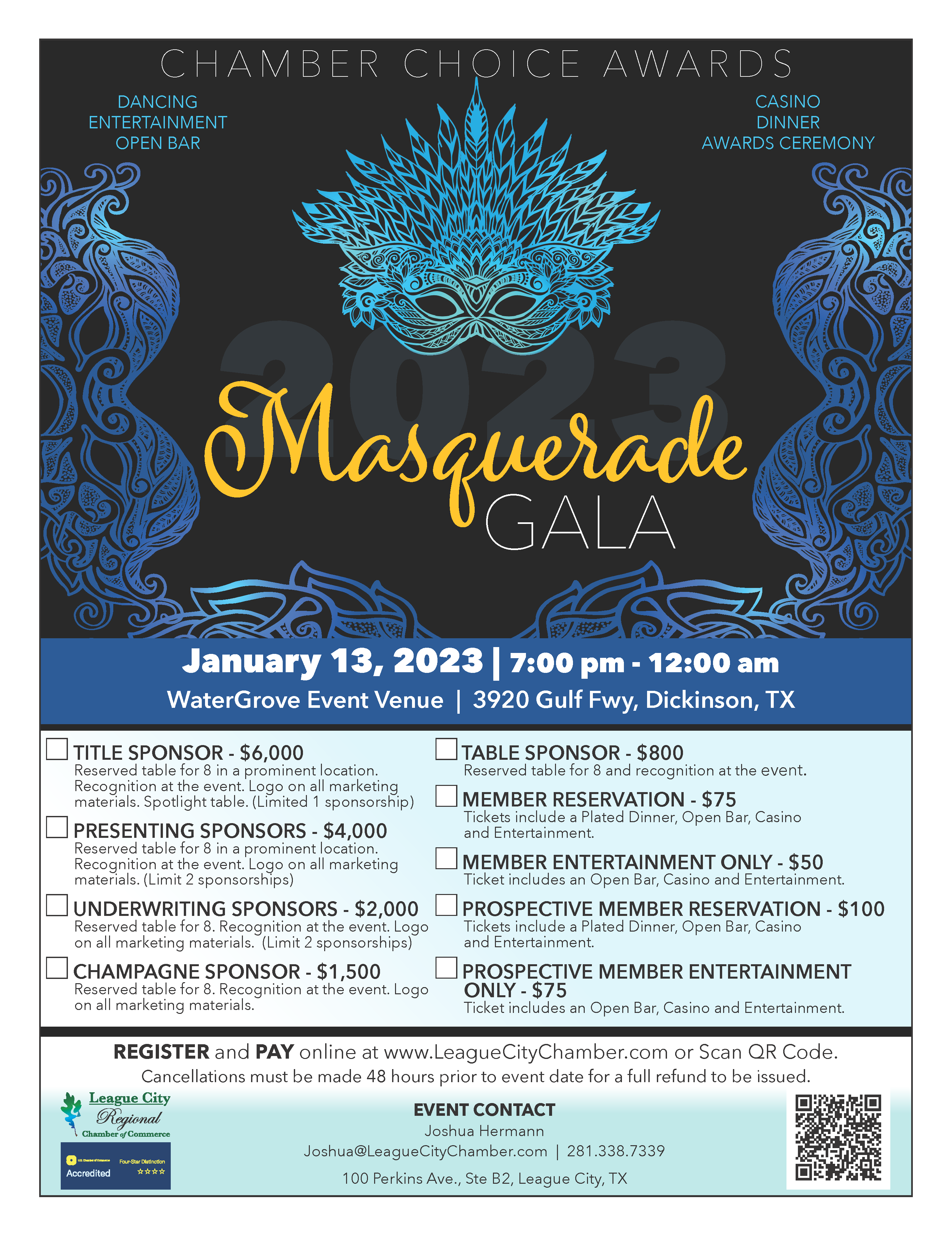 Image for PRESS RELEASE: League City Regional Chamber of Commerce to have the first Masquerade Award Gala!