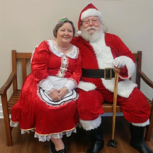 Santa and Mrs. Claus at HIram Community Hall during Christmas Parade