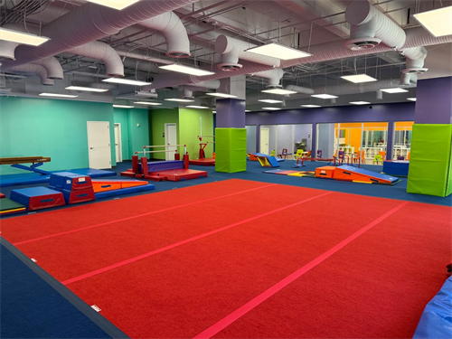 The Big Red Mat, where all classes at The Little Gym begin and end. 