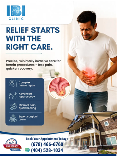 Don’t let hernia pain hold you back from enjoying life!  Whether it's persistent aching or discomfort when lifting, you don't have to just "live with it."  At IBI Clinic, our surgical specialists provide modern, minimally invasive hernia repair designed for faster recovery, minimal scarring, and lasting relief. Get back to feeling like yourself again! ?  ?? Schedule Your Consultation:  ?? Call: 678 466-6760 ?? Text: 404-528-1034  #HerniaRepair #GeneralSurgery #HerniaSurgery #IBIClinic #HerniaRelief