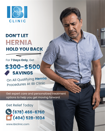 If you've been putting off dealing with hernia discomfort, our expert surgical team makes same-day relief simple, seamless, and affordable.  For 7 Days Only, Take Advantage of Our Back-to-School Hernia Special Today Call: 678-466-6760 Text: 404-528-1034. Spots for this flash promo are limited—reach out today to schedule your consultation!