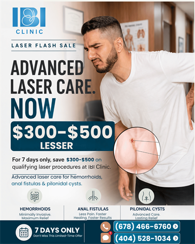 Struggling with painful hemorrhoid symptoms, fistula issues, or pilonidal cyst discomfort? IBI Clinic specializes in modern, precision laser treatment. Avoid traditional invasive surgery with our fast, same-day outpatient procedures.  Limited-Time Special: Save $300 – $500 on advanced laser repair procedures!   «CALL 678-466-6760 or text 404-528-1034 to book your confidential 
