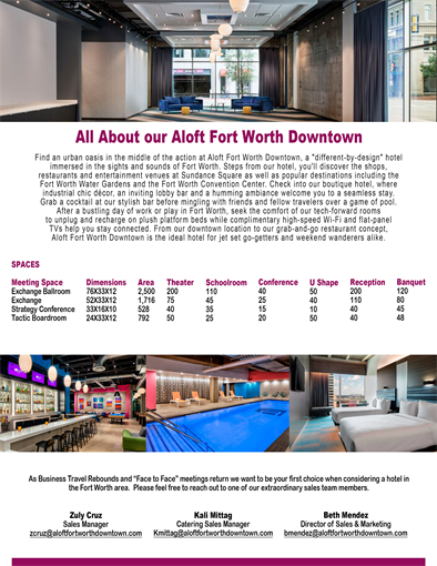 Aloft Forth Downtown Hotel Fact Sheet Page 2