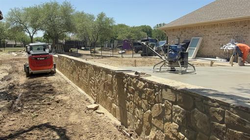 Room addition,100' x 4' retaining wall with an outdoor living space