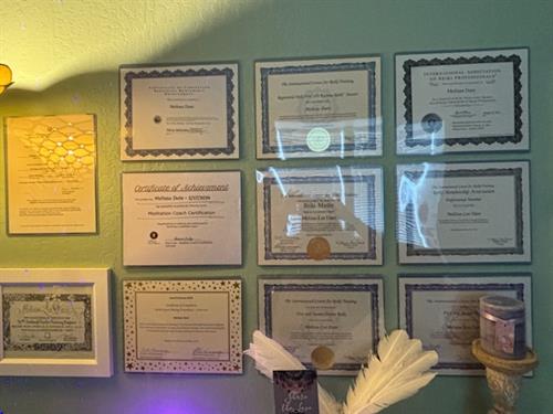 Reiki Certifications Wall