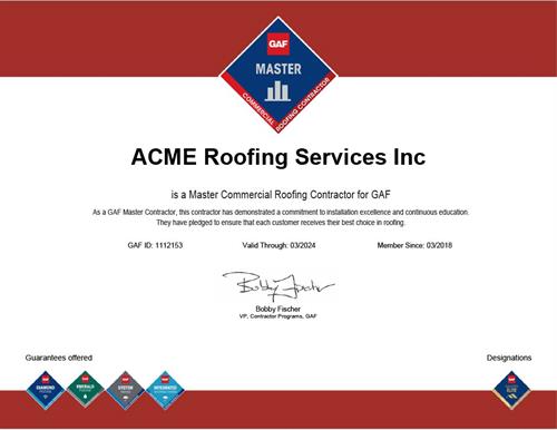 GAF Master Commercial Roofing Contractor 2024