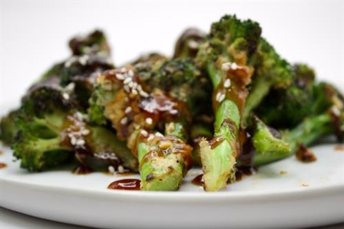 6.14.24 Partake Lounge: Charred Broccoli: broccoli, citrus miso tahini & sweet soy drizzle. *GF *V
