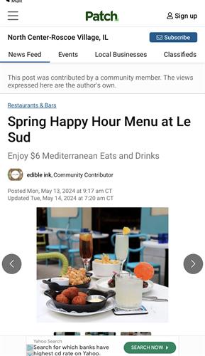 $6 Happy Hour Menu - Limited time offer