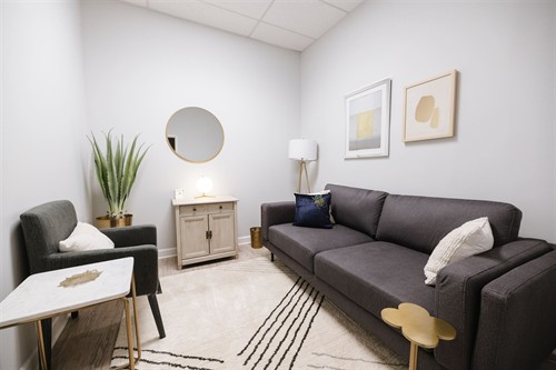 Lakeview therapy office. Open, airy space for healing and mental health support in Chicago, IL.