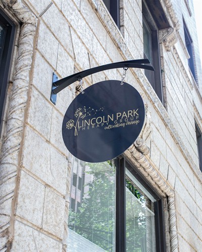 Exterior shot of the Lincoln Park Therapy Group office sign. Brand-forward image that establishes location identity.Alt text: Lincoln Park Therapy Group office sign in Chicago, IL