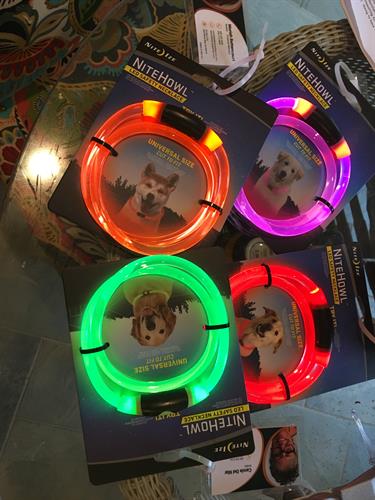 We care about your pets. Free led collars that light up and also blink to help your loved pets say safer