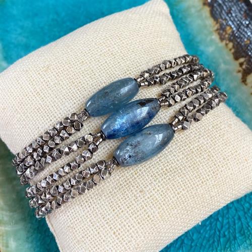 Blue kyanite with sterling silver