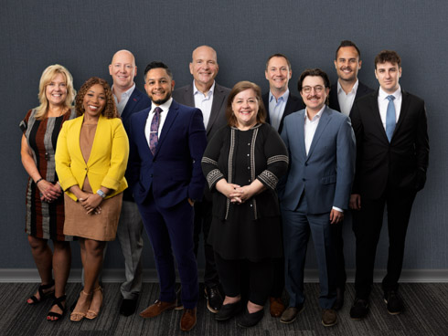 L-R Back Row: Lisa Brennan, Executive Assistant; Craig Dannenbrink, Client Service Manager; CJ Jensen, Private Wealth Advisor & Managing Director; Tim Silver, Private Wealth Advisor & Managing Partner; Kyle Benter, Practice Manager & Business Development Manager; Thomas Gallo, Associate Financial Advisor; L-R Front Row: Rachelle Moxey, Financial Planning Assistant; Luis Roman, Client Service Specialist; Susan McLain, Financial Advisor; Christopher Spina, Financial Advisor