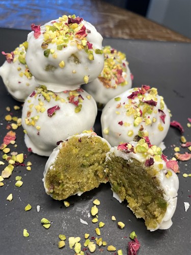 Delicious unique truffles - pistachio white chocolate 