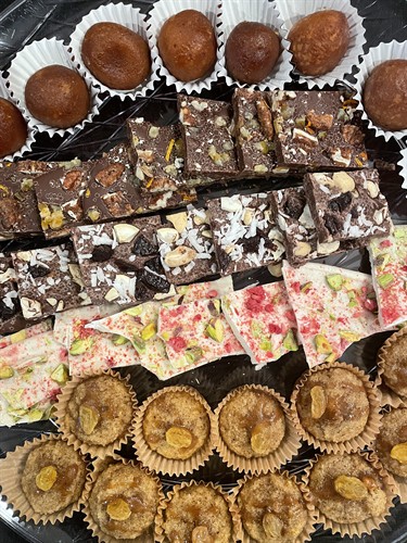 Chocolate barks, chai tea muffins and gulab jamun - all from our home kitchen